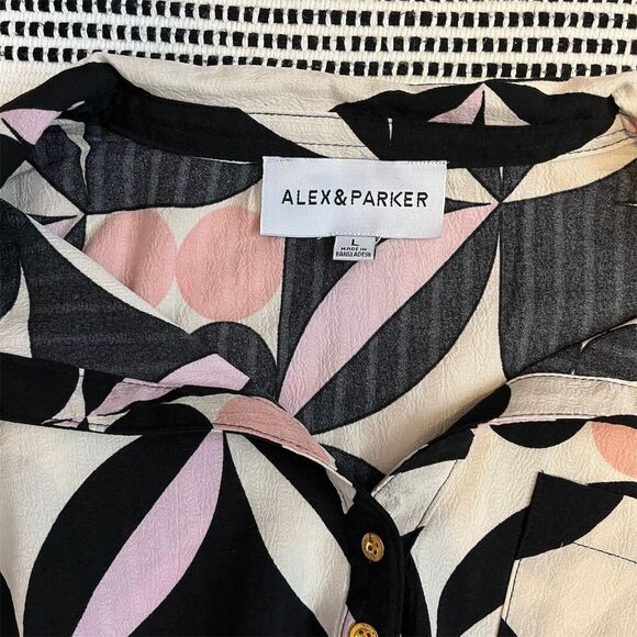 Alex & Parker Women's Colorblock Blouse Size L Multicolor Casual - Picture 5 of 6